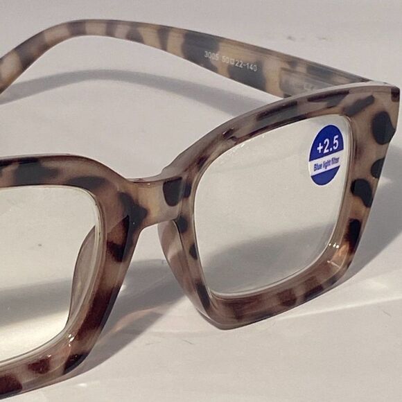 1096 Claudia 2.5 Black Pink Tortoise Reading Glasses Square Concave Readers N… - Picture 7 of 9